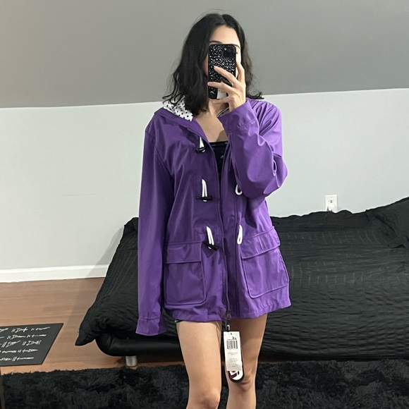 Purple Polka Dot Rain Jacket - Picture 1 of 9